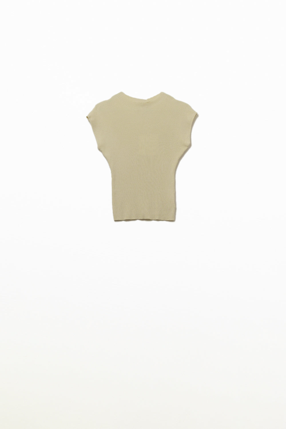 High Neck short Sleeves ribbed sweater in beige - Jumpers