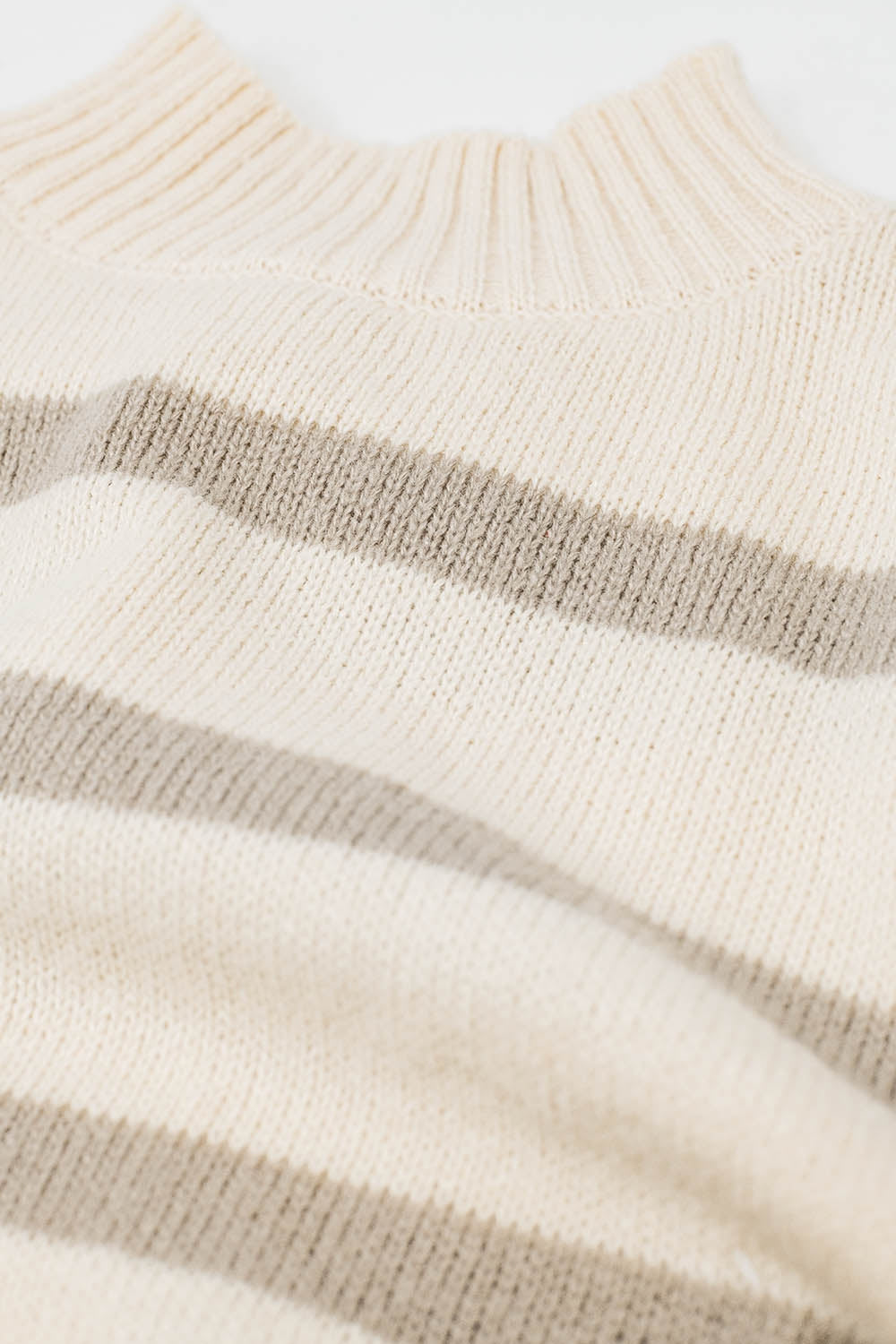 High Neck striped Sweater in Beige and Cream Q2 Sweaters BoutiqueLua
