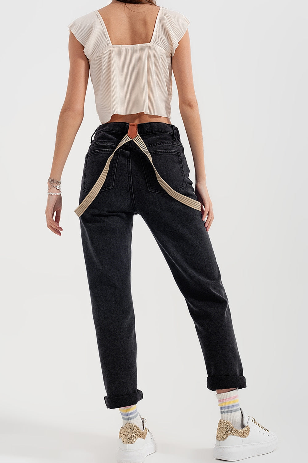 High rise straight leg jeans washed black Q2 Jeans BoutiqueLua
