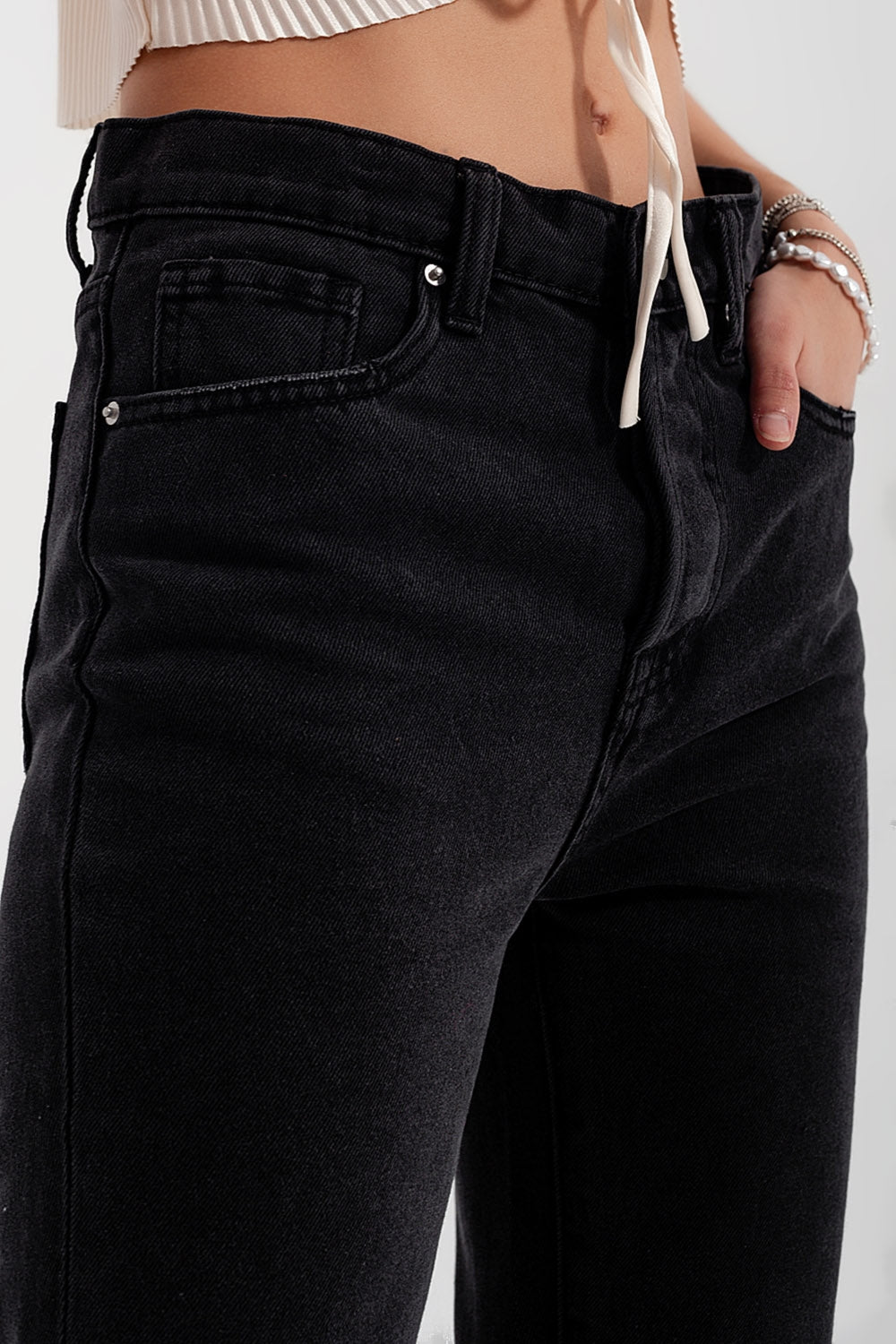 High rise straight leg jeans washed black Q2 Jeans BoutiqueLua