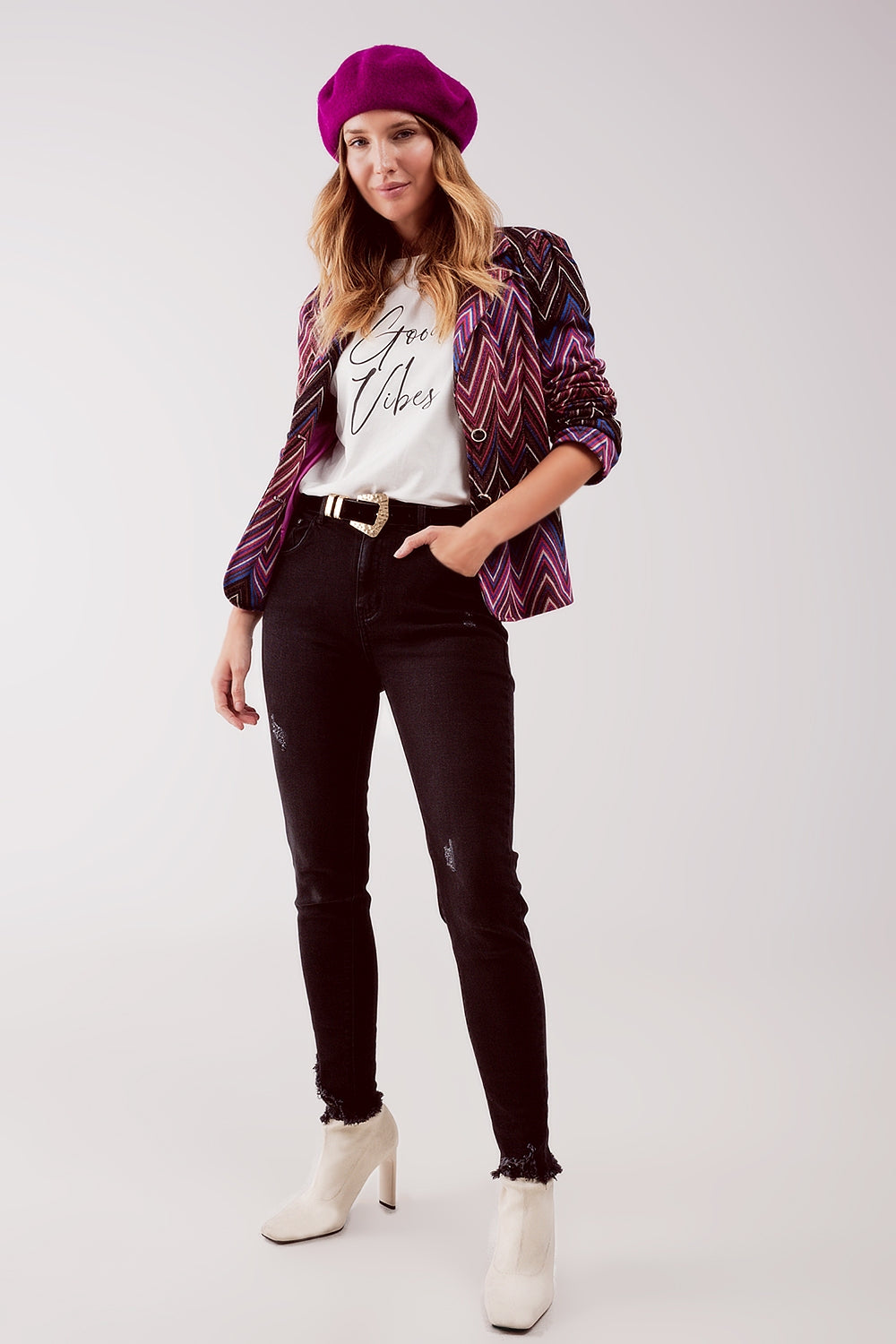High waist ripped skinny jeans in black Q2 Jeans BoutiqueLua