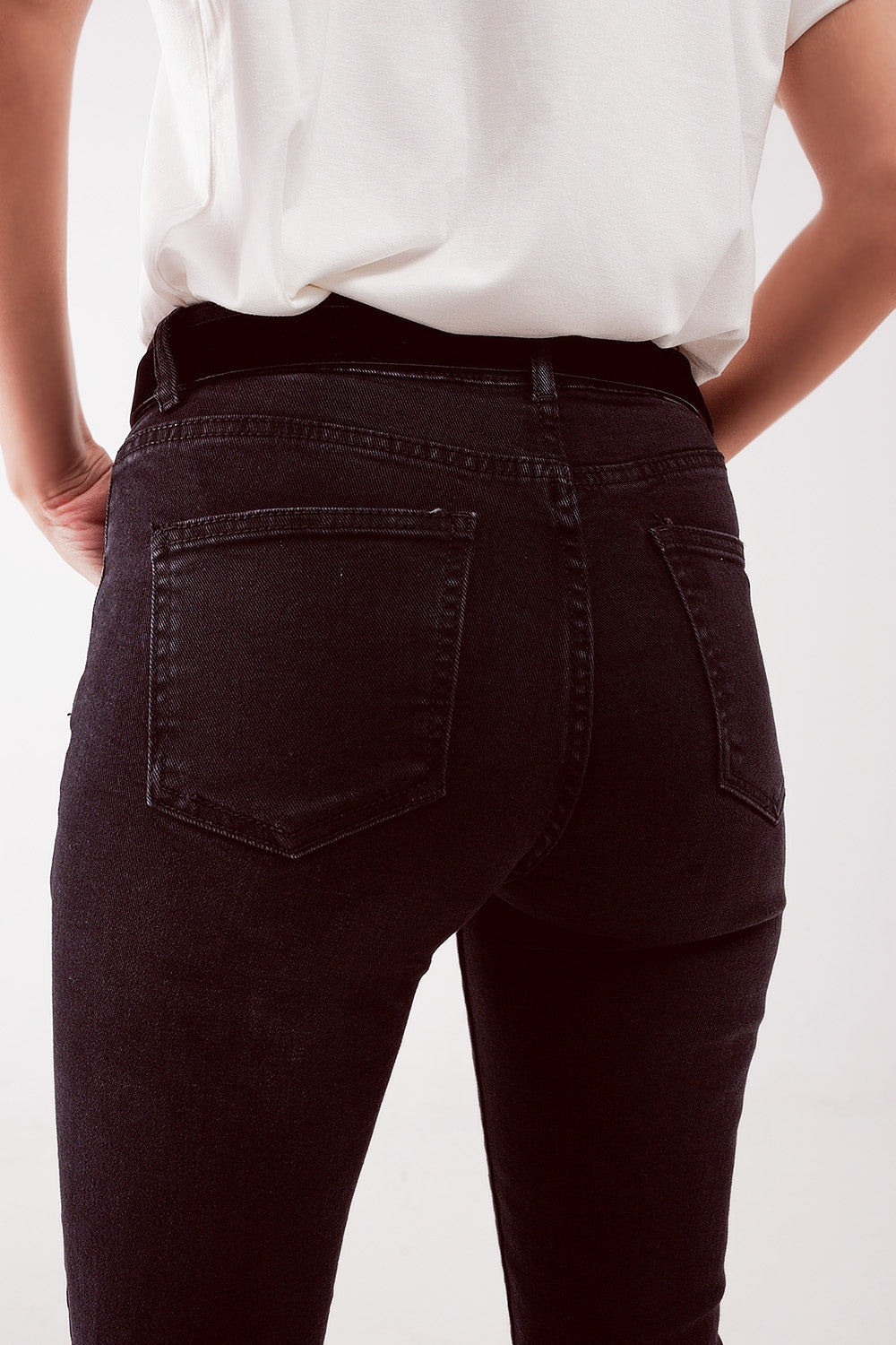 High waist ripped skinny jeans in black Q2 Jeans BoutiqueLua