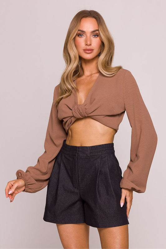 High Waisted Elegant Shorts in Black grey - Shorts