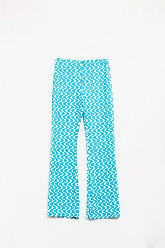 High waisted flared pants in blue 70s - Trousers