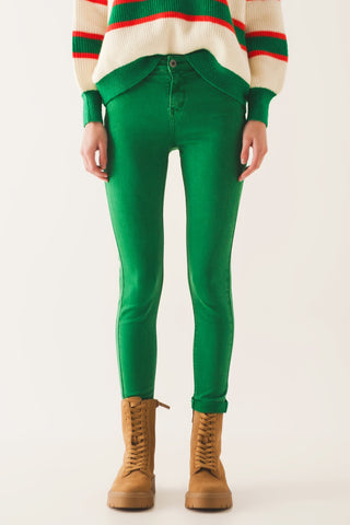 Jeans skinny de cintura alta em verde