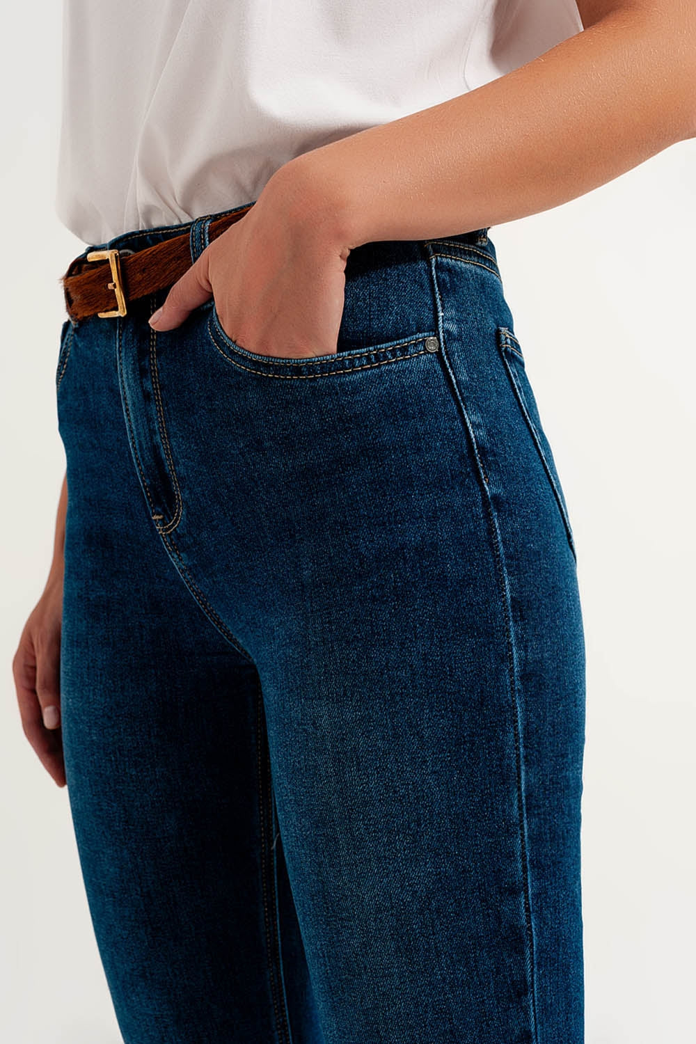 high waisted super skinny jeans in dark blue with high quality elastic - Jeans