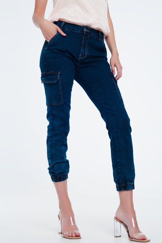 Jeans in navy with cargo pockets - Jeans