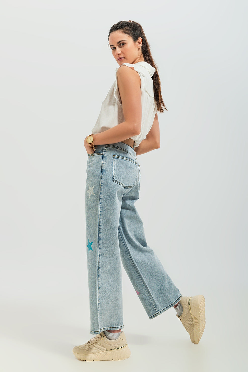 Jeans with star print Q2 Jeans BoutiqueLua