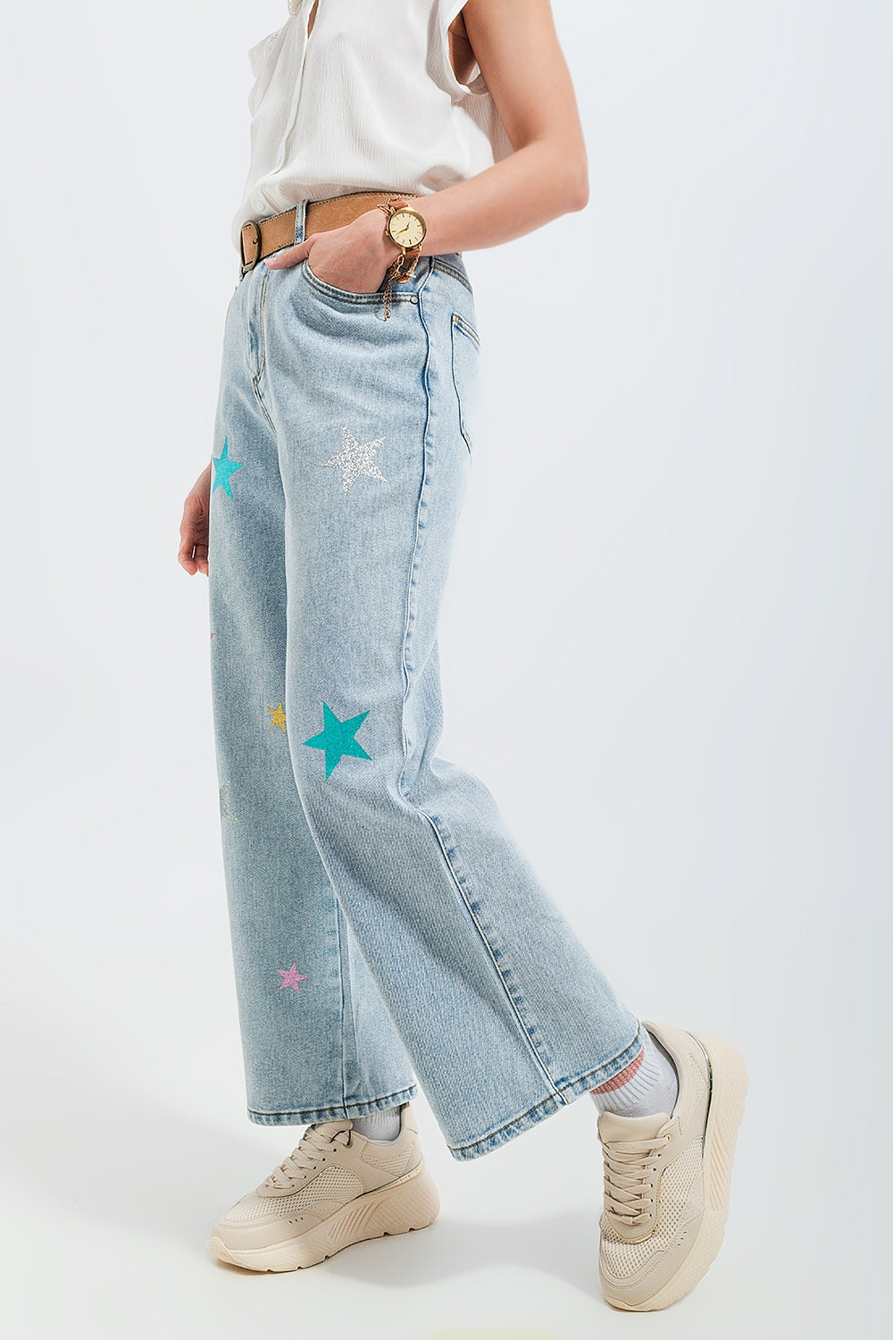 Jeans with star print Q2 Jeans BoutiqueLua