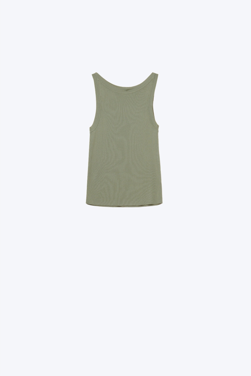 Khaki Boat Neck Comfy Ribbed Top - Sweaters