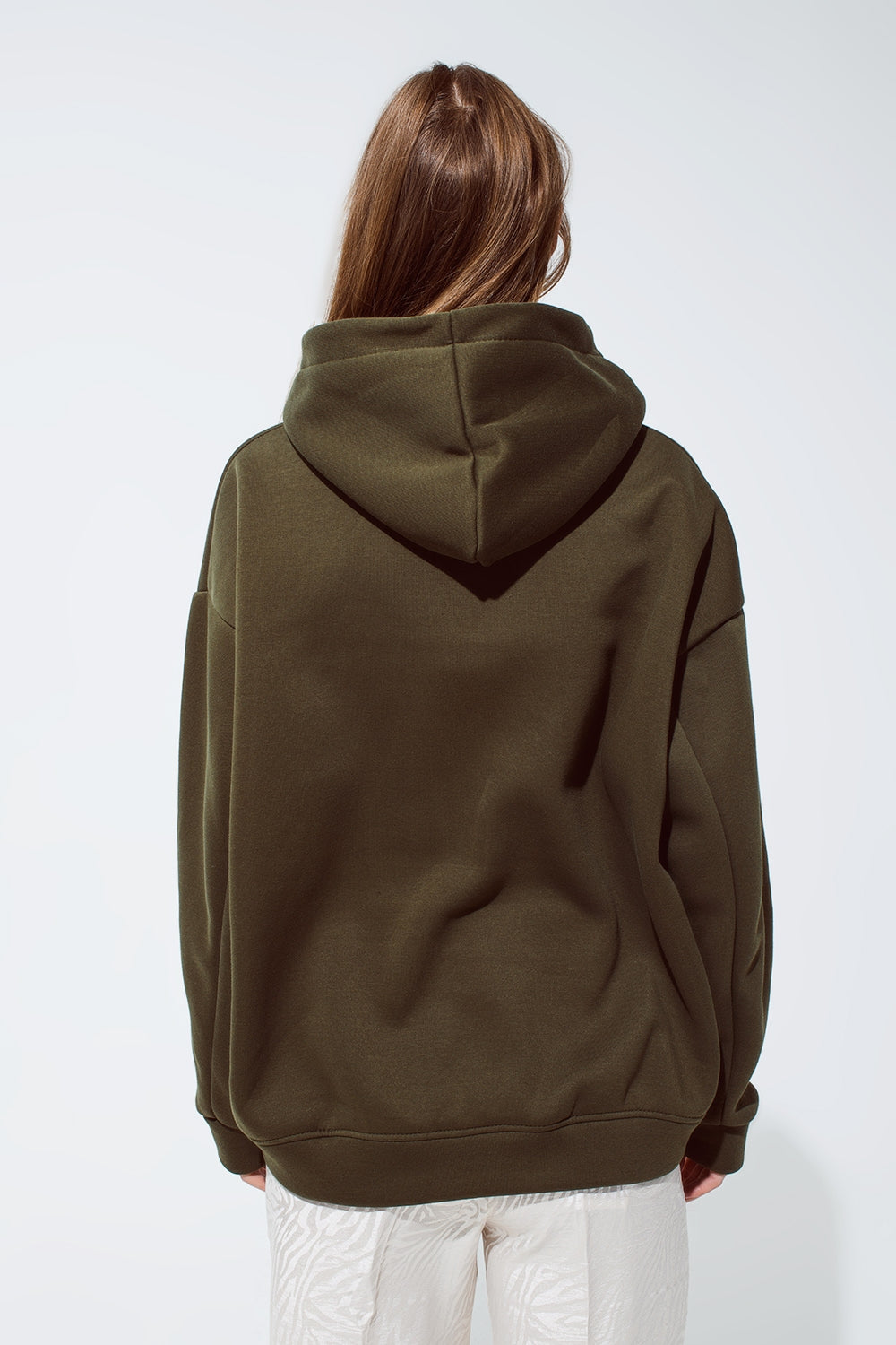 Khaki color hoodie with embroidered Cest La Vie text Q2 Sweaters BoutiqueLua