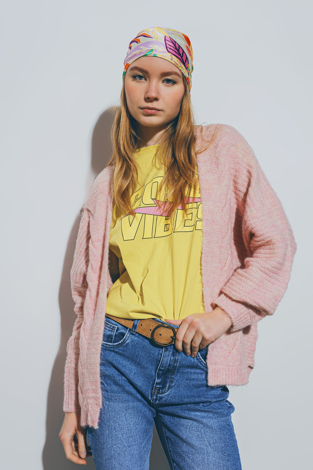 Knitted Cardigan in Pink Q2 Sweaters BoutiqueLua