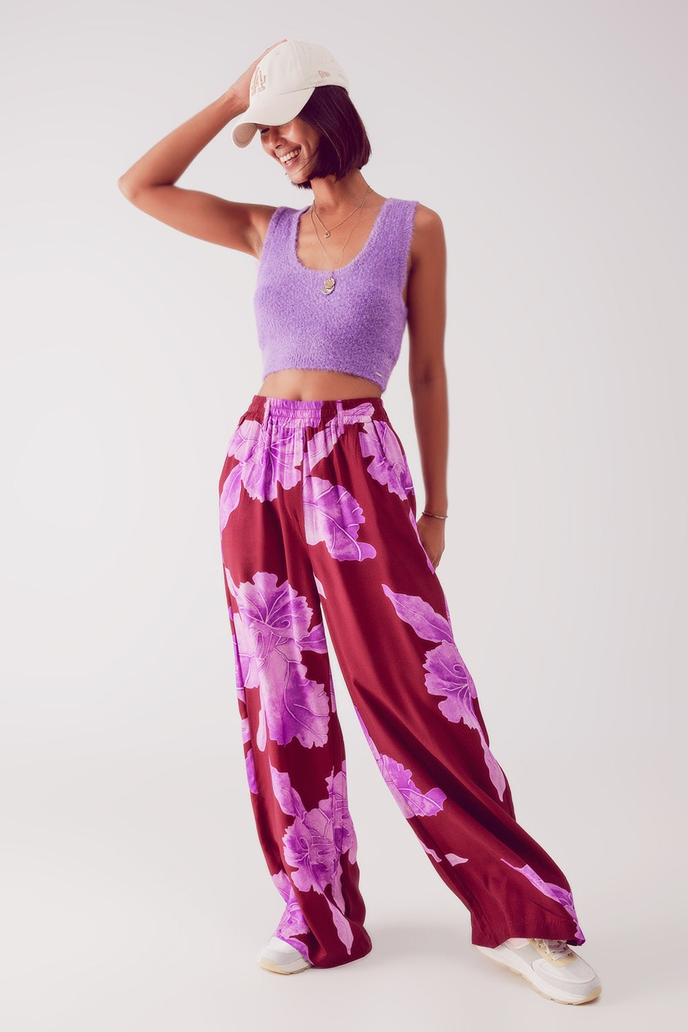 Knitted crop top in purple Q2 Sweaters BoutiqueLua