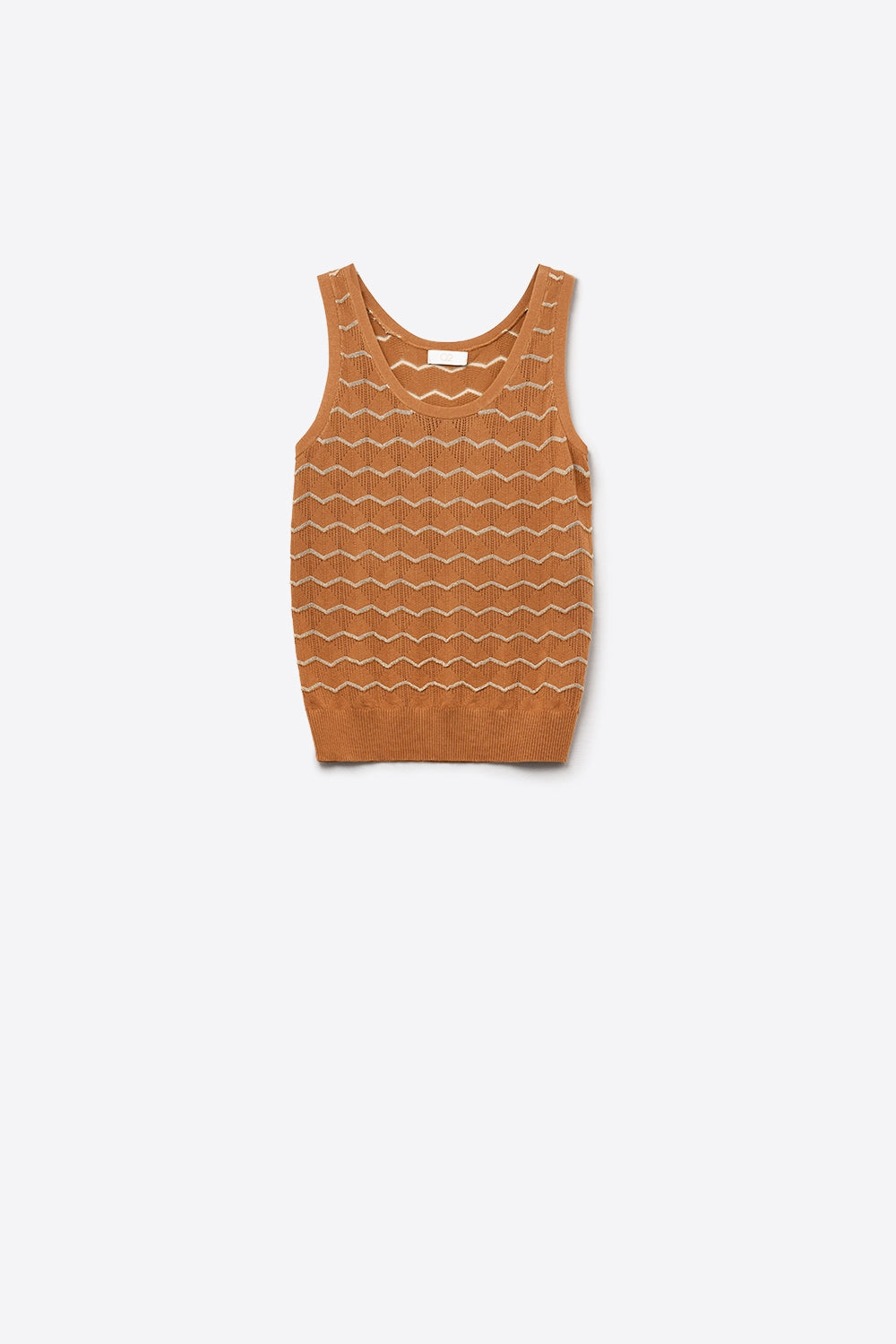 Knitted sweater with Golden Zigzag Pattern - Sweaters