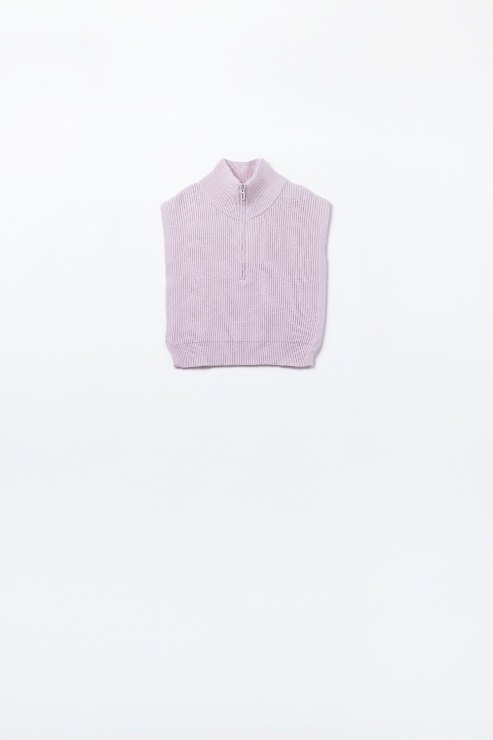 Knitted Vest with High Half-Zip Collar and Large Armholes in pink - Jumpers