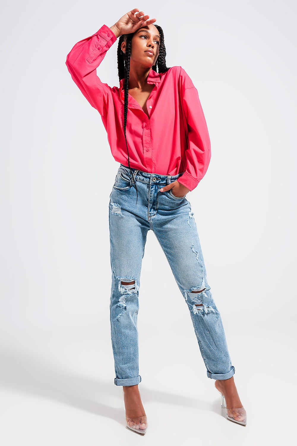 Light blue double rip jeans Q2 Jeans BoutiqueLua