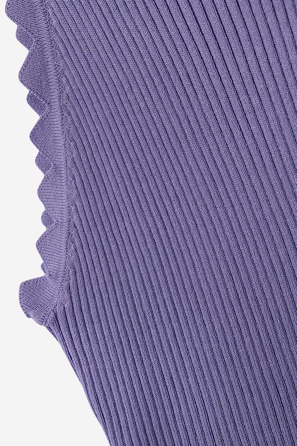 Light Purple Tank Top with Ribbed Underarm Detail - Tops