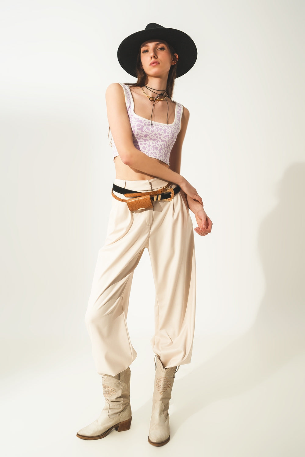 Lightweight knit top in lilac animal print Q2 Sweaters BoutiqueLua
