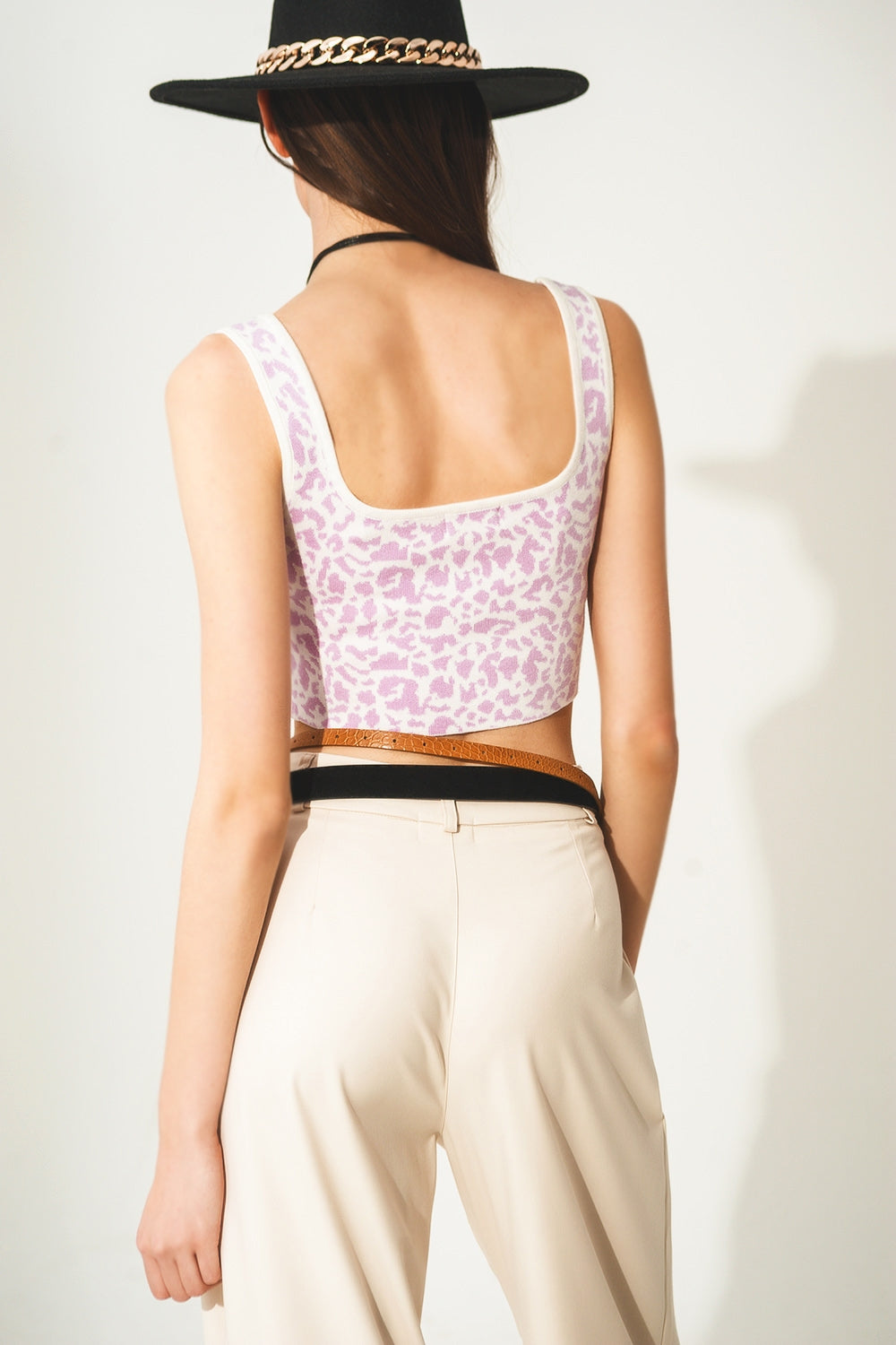 Lightweight knit top in lilac animal print Q2 Sweaters BoutiqueLua
