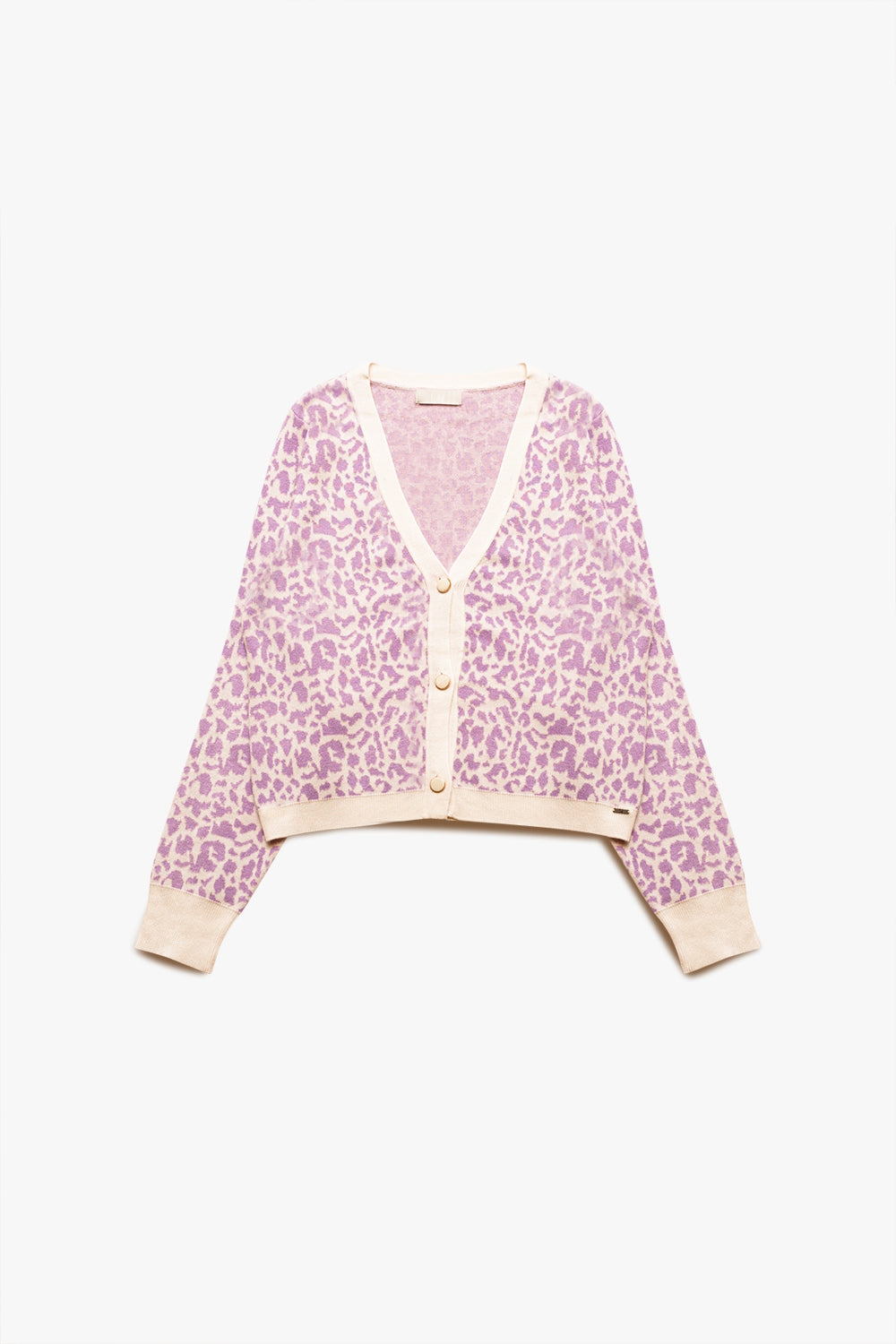 Lightweight knitted cardigan in lilac animal print Q2 Sweaters BoutiqueLua