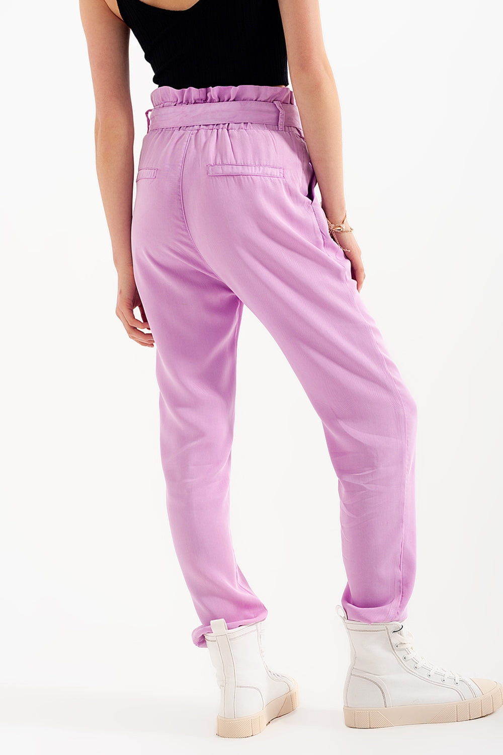 Lightweight Pants with tie waist in purple Q2 Pants BoutiqueLua