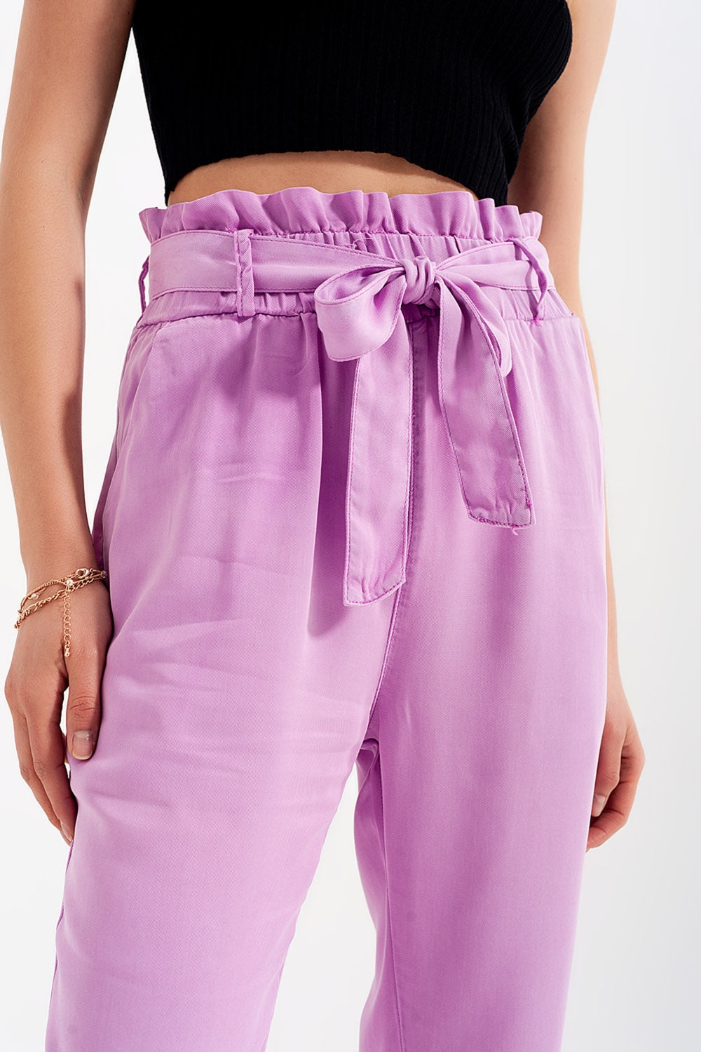 Lightweight Pants with tie waist in purple Q2 Pants BoutiqueLua