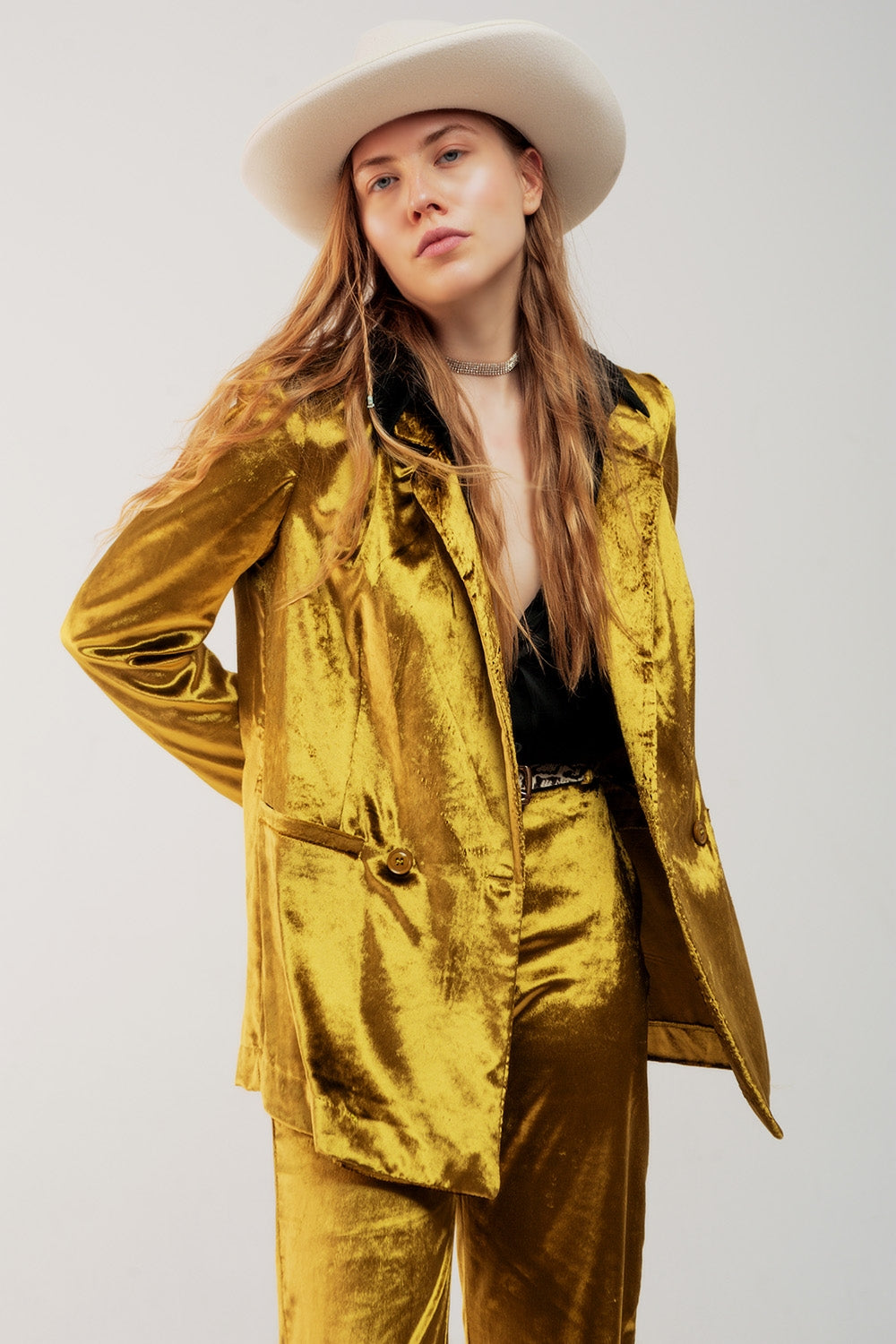 Lime green velvet oversized blazer - Blazers