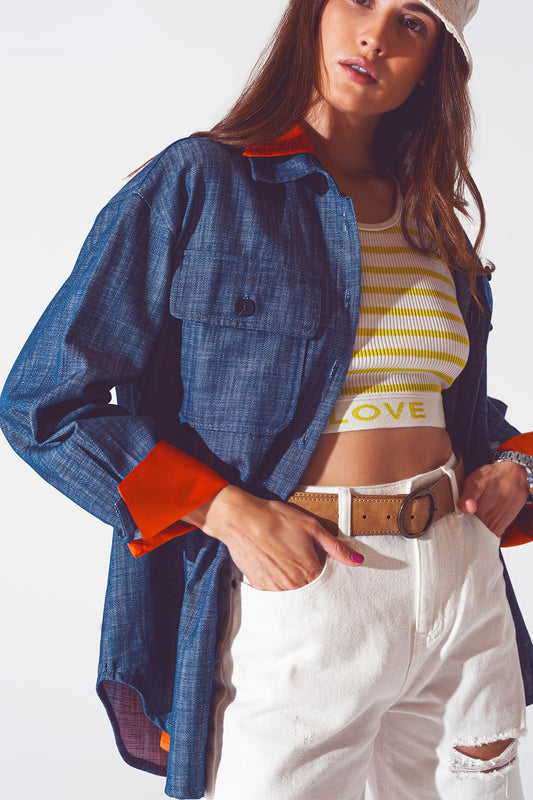Long sleeve shacket in navy - Jackets