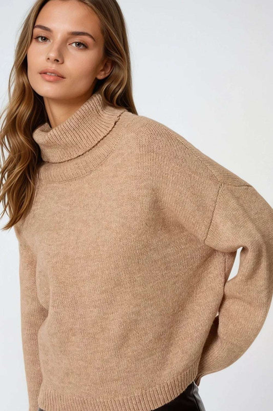 Loose beige sweater with dropped sleeves - Jumpers