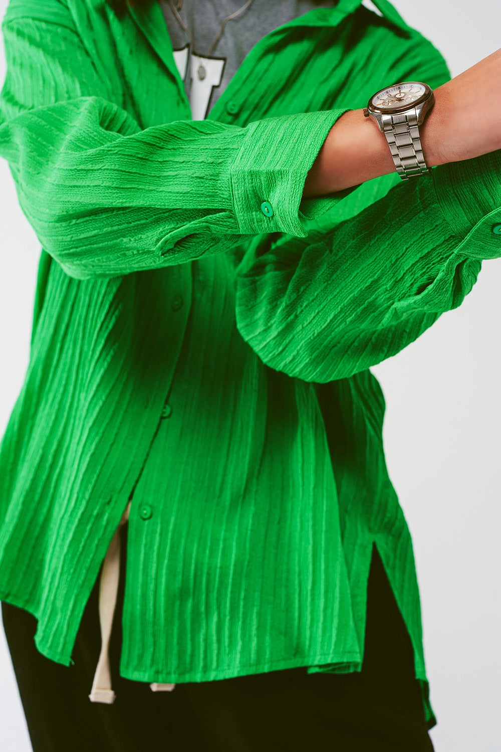 Loose Fit Striped Shirt in Green - Shirts