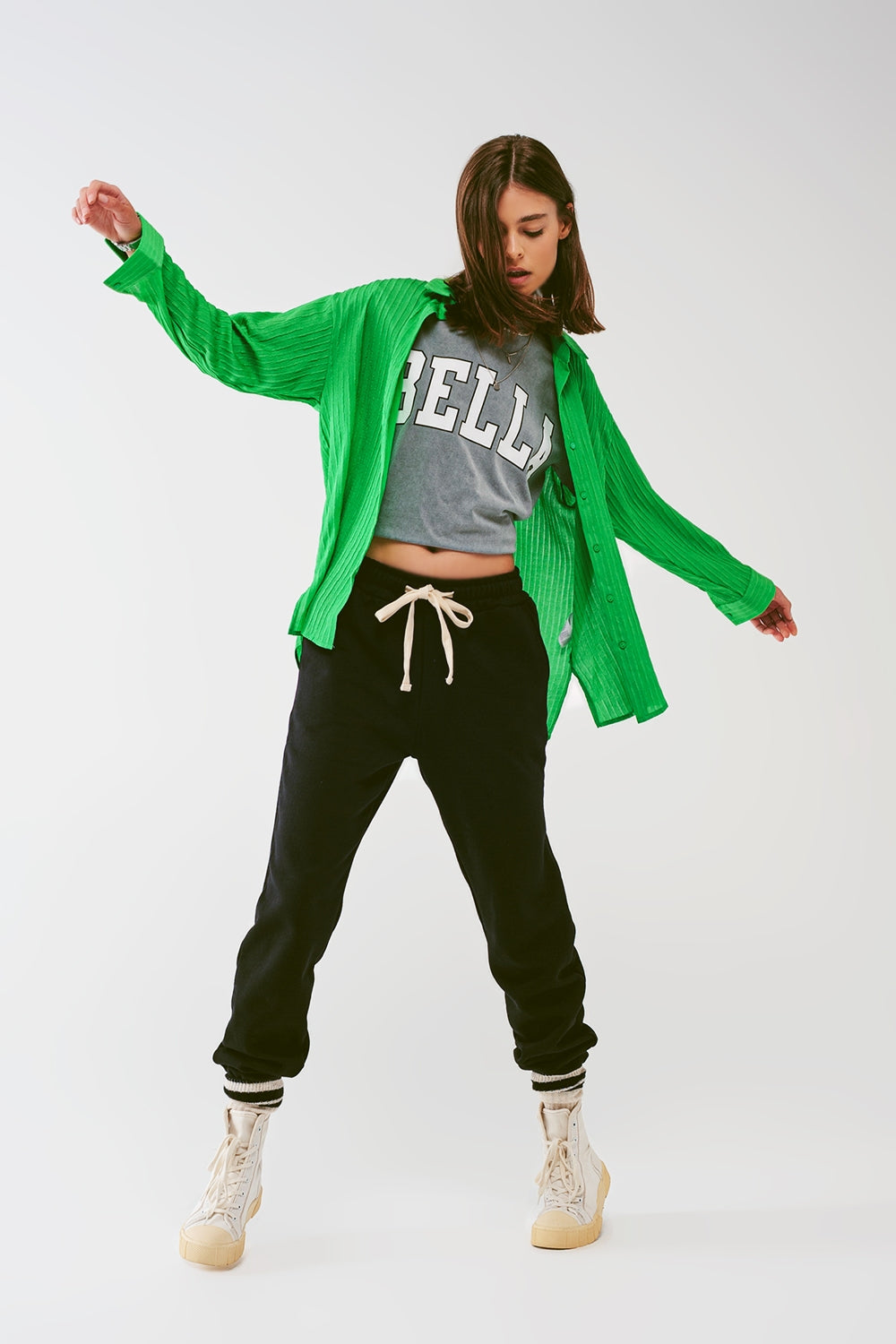 Loose Fit Striped Shirt in Green - Shirts