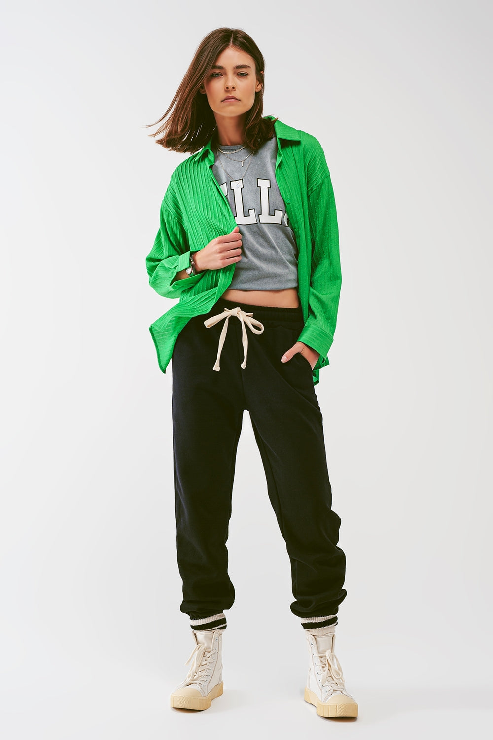 Loose Fit Striped Shirt in Green - Shirts
