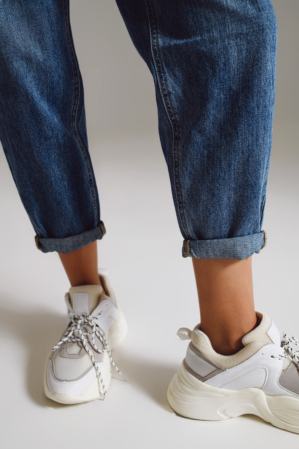 medium washed high-rise mom style jeans - Jeans