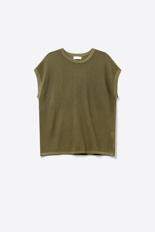 Mesh knit sweater in khaki color - Jumpers