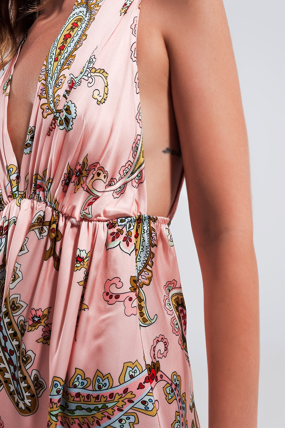 Mini sundress in pink paisley floral - Dresses