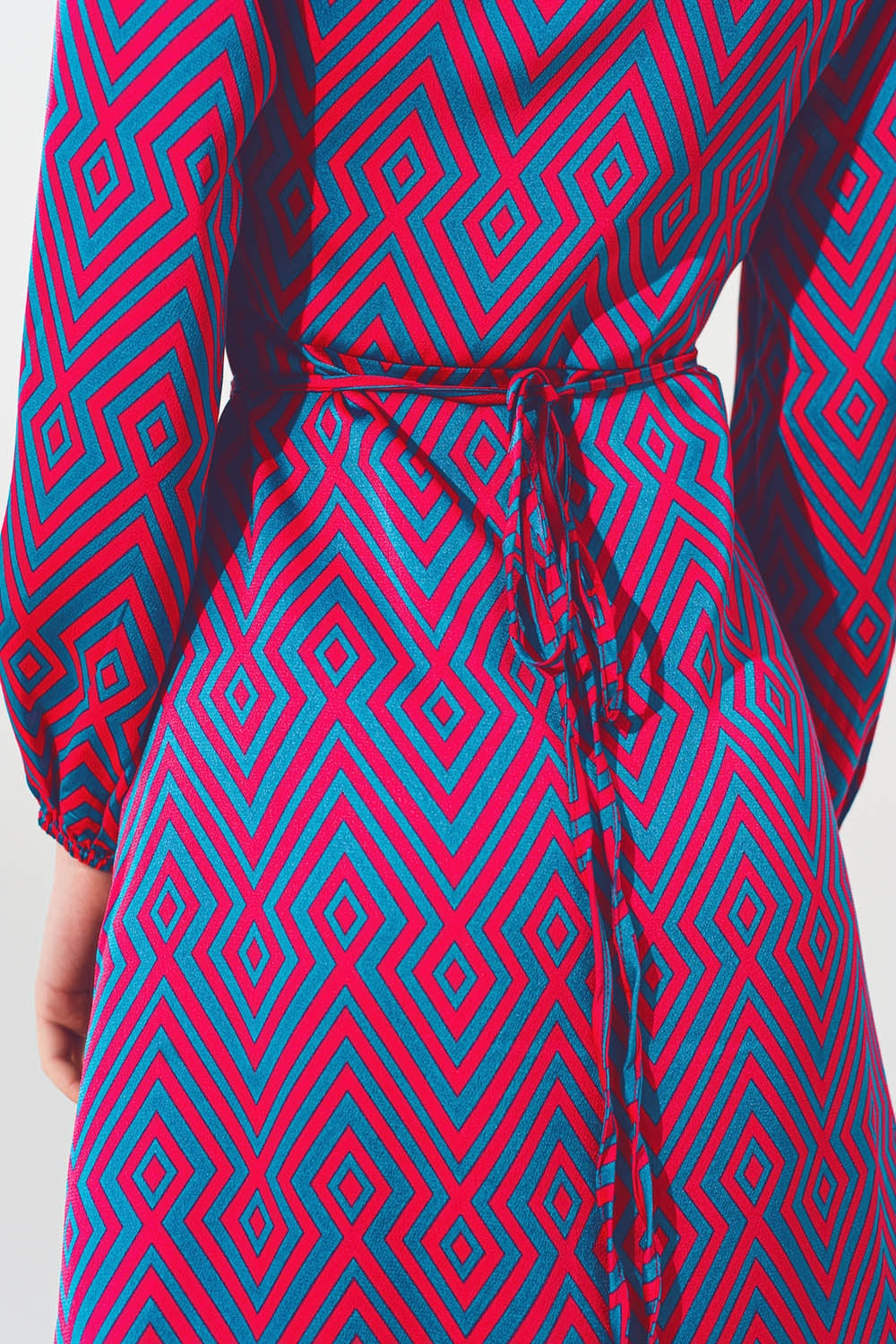 Mini V Neck Wrap Dress with Geometric Print Q2 Dresses BoutiqueLua