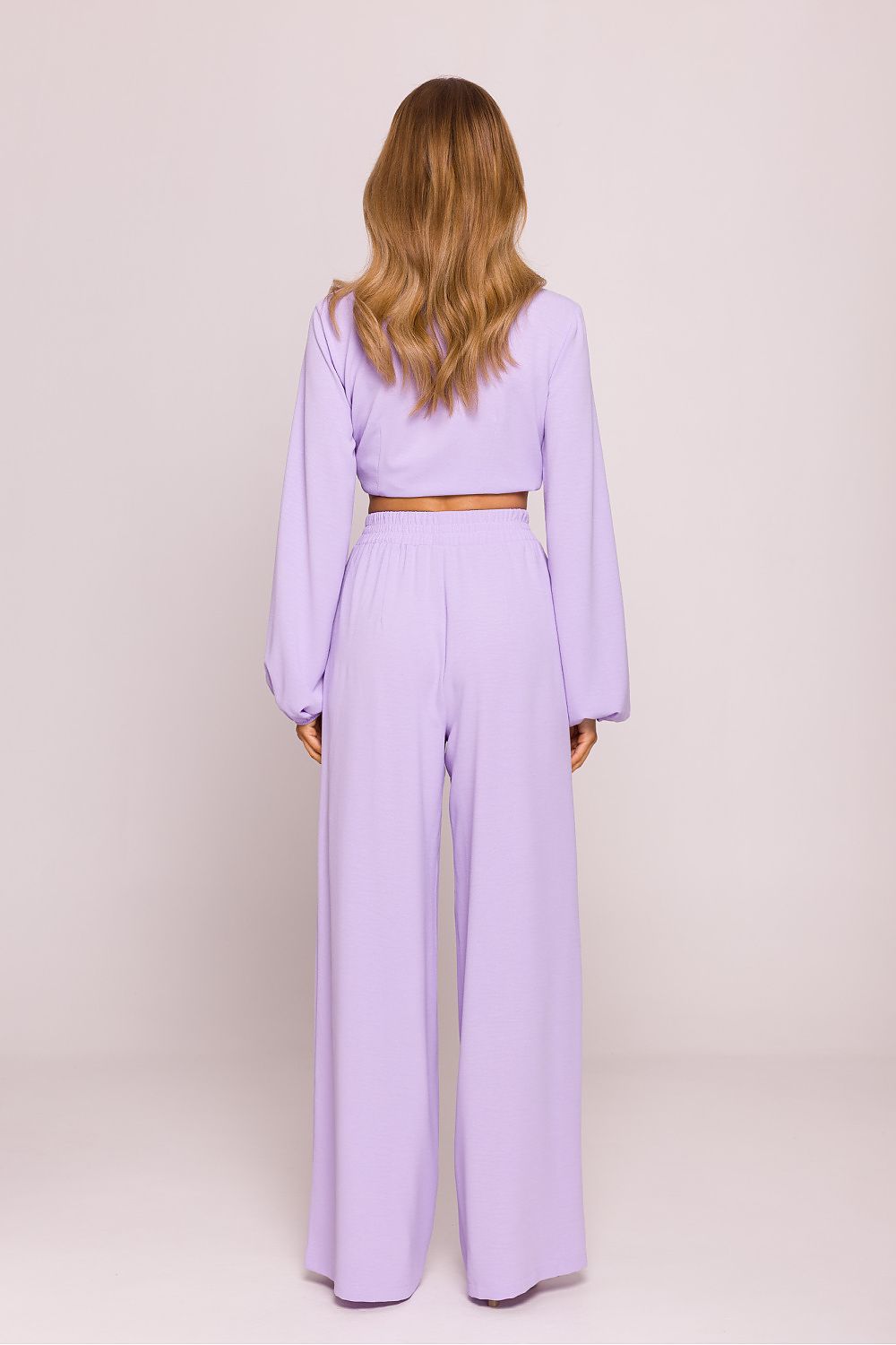 High Waist Wide Leg Trousers in Lilac - Trousers