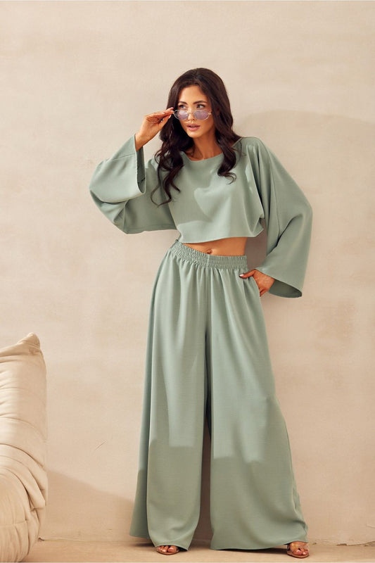 BoutiqueLua Wide Leg Loose Fit Trousers for Women green -