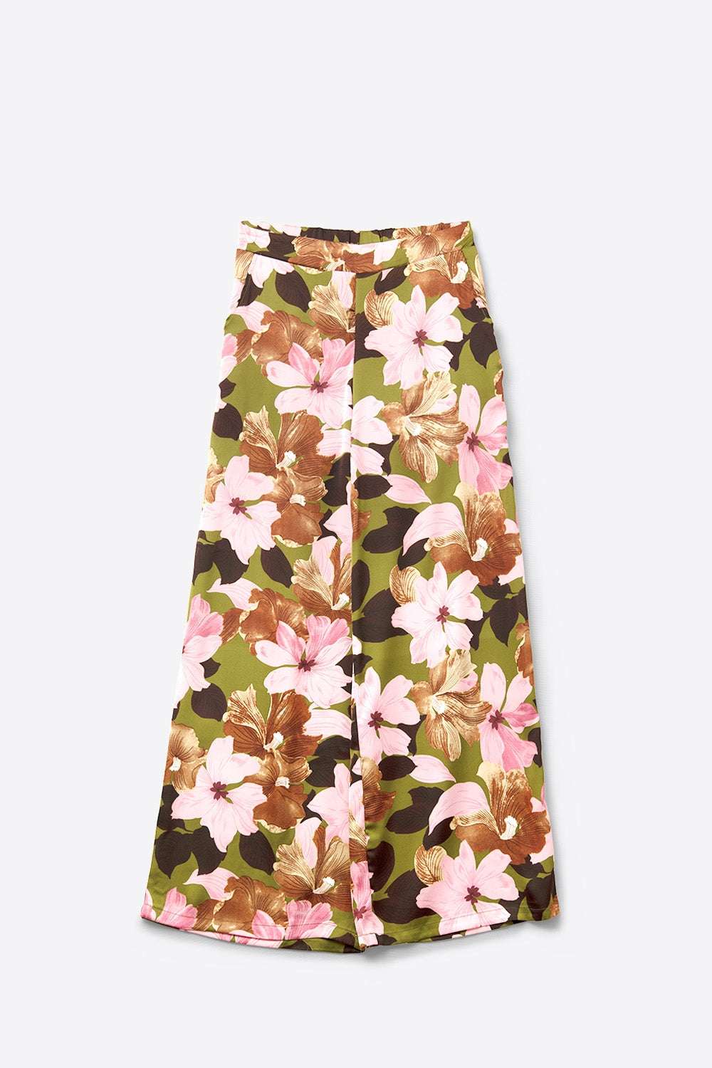 Multicolor Tropical Floral Wide Leg Pant in satin fabric - Trousers