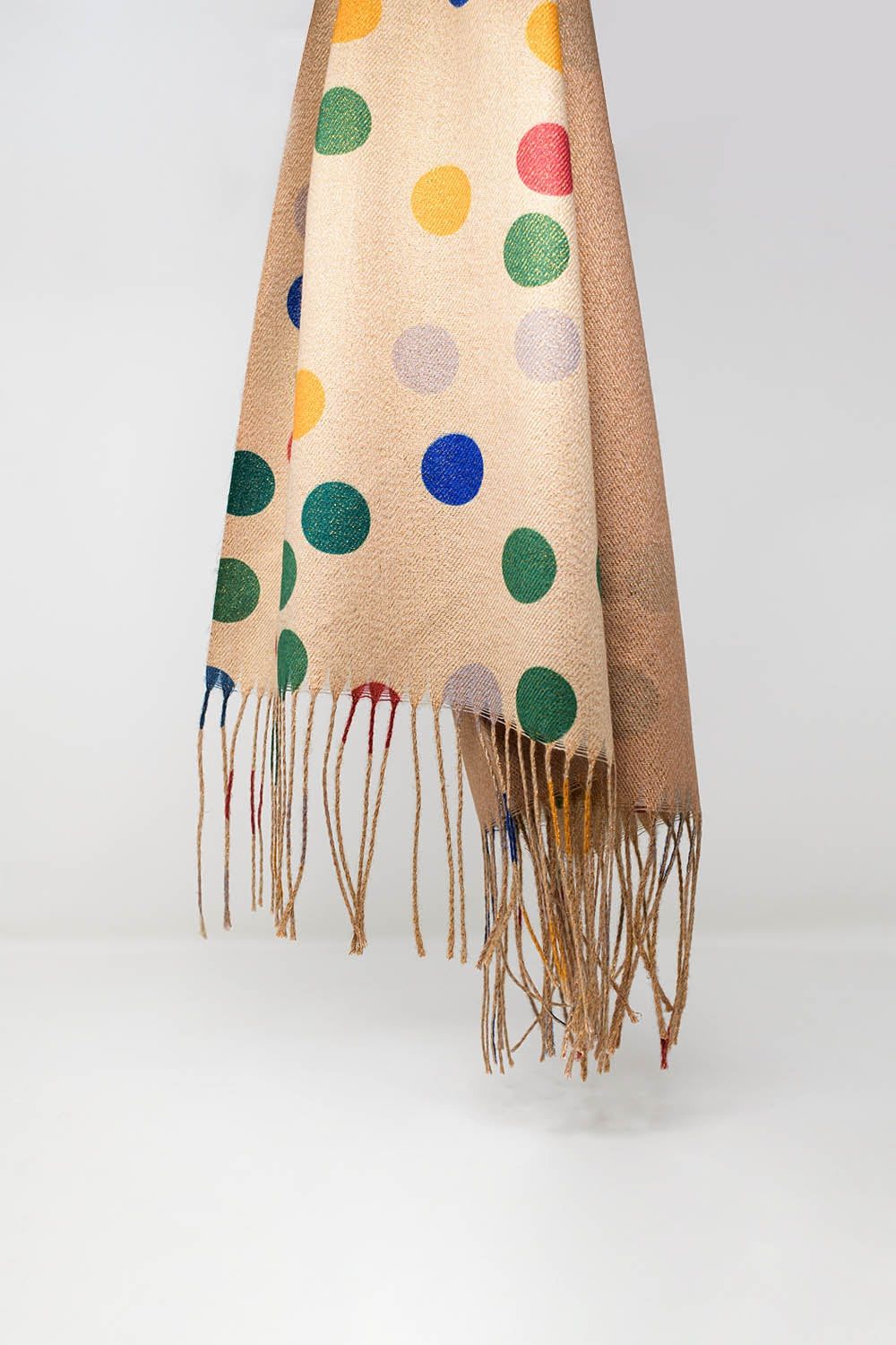 Multicolored Polka Dot soft Scarf in Beige - Necklaces