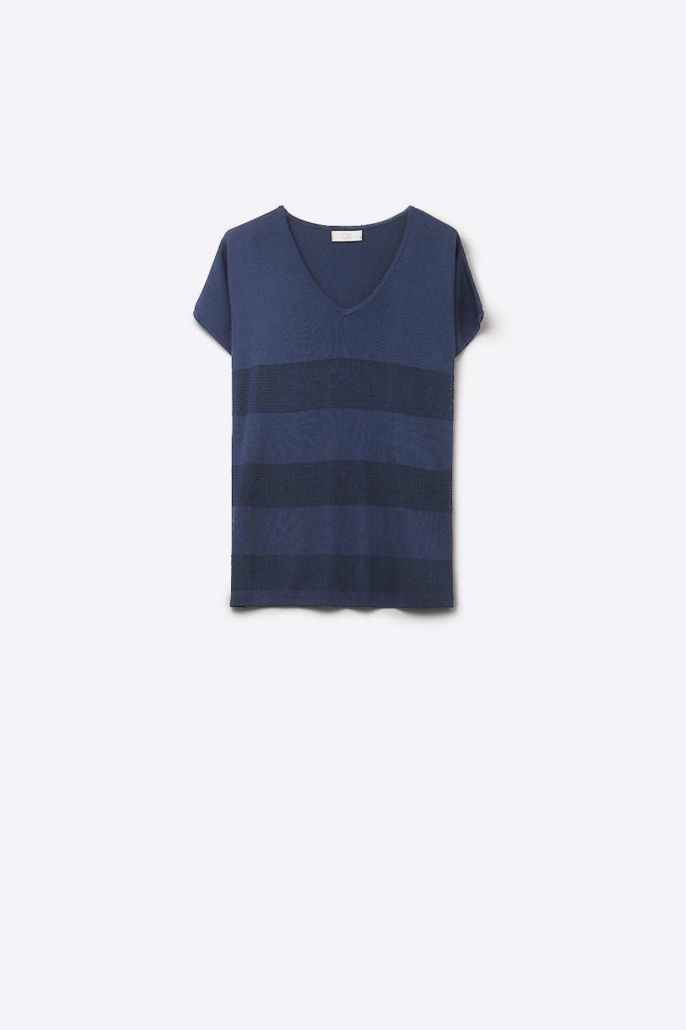 Navy Striped Texture Knit sweater - Sweaters