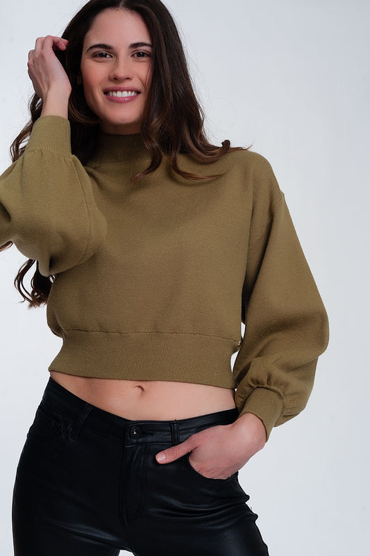 Neck crop jumper in green - Jumpers