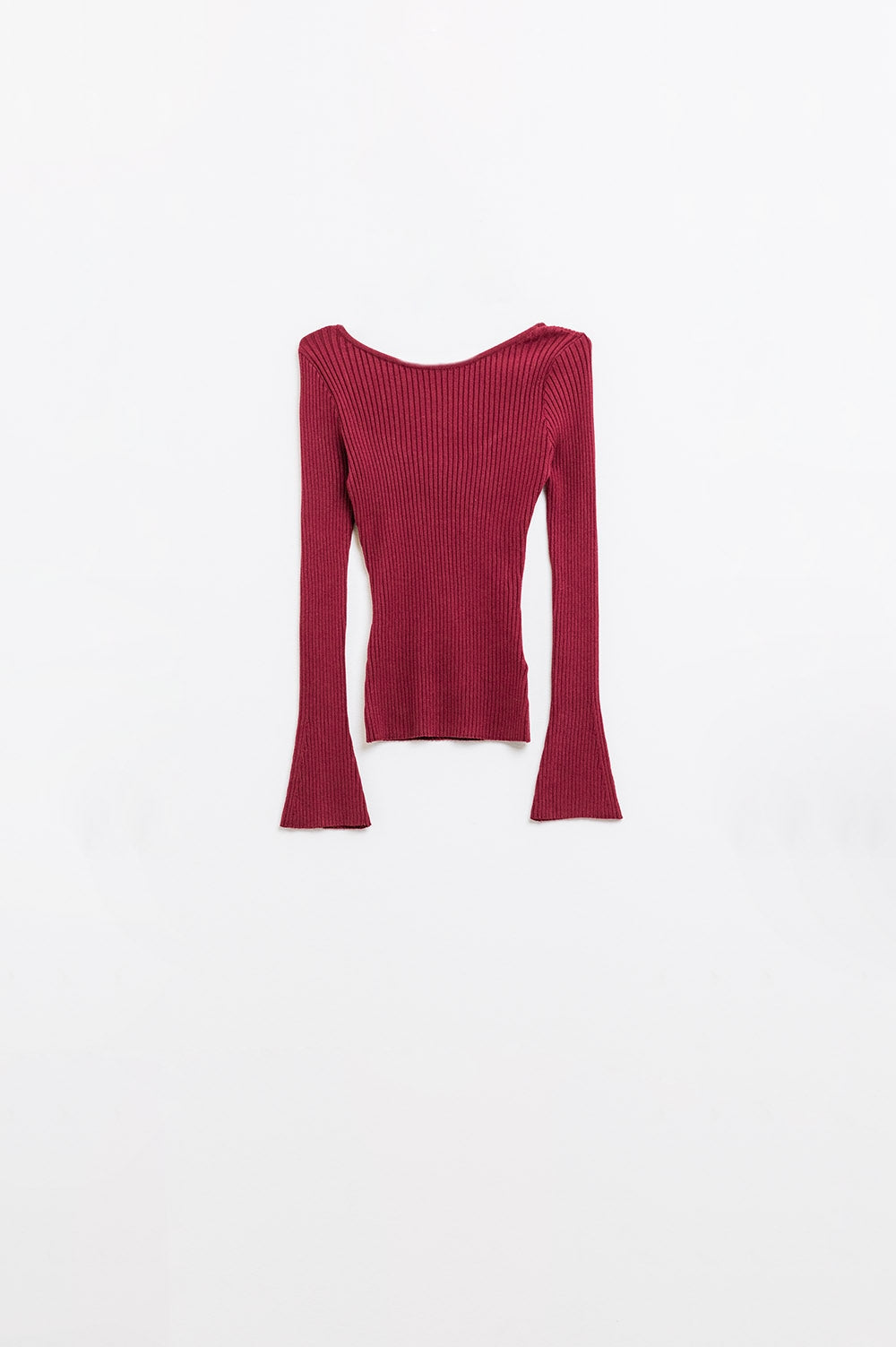 pull côtelé bordeaux dos ouvert