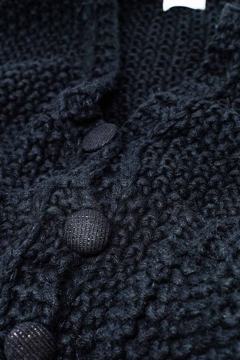 Veste oversize en grosse maille noire avec poches