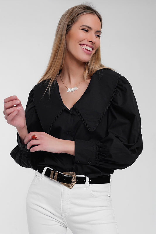Oversized collared shirt in black - Shirts