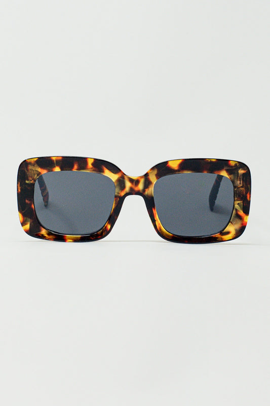 Oversized Rectangular Sunglasses in vintage Tortoise Shell - Sunglasses