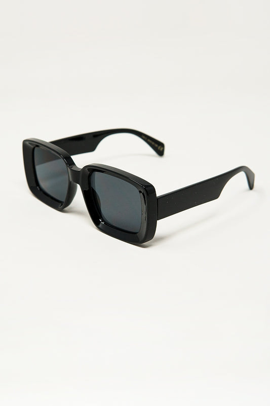 Oversized Rectangular Sunglasses With Wide Frame in Black - Sunglasses