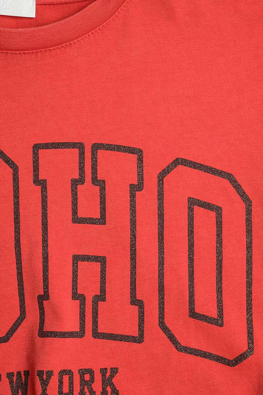 Oversized Red T-shirt With Soho New York At The Front - Tops