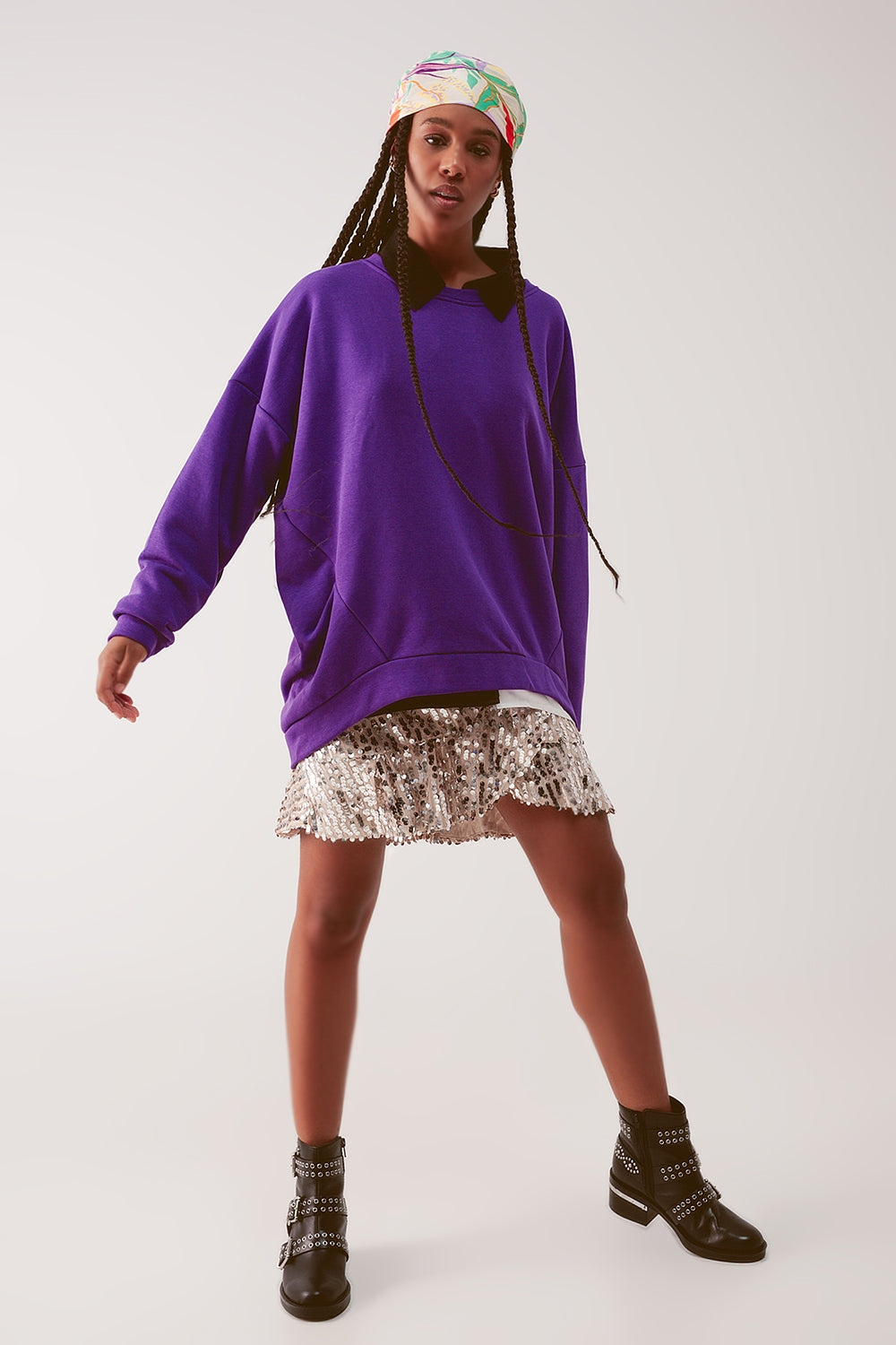 Oversized sweatshirt in purple Q2 Sweaters BoutiqueLua