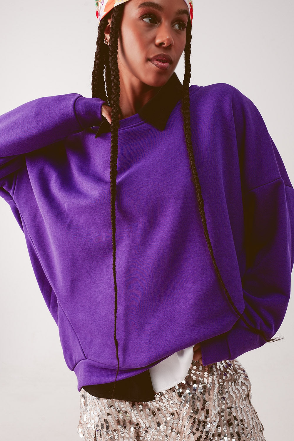 Oversized sweatshirt in purple Q2 Sweaters BoutiqueLua